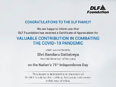 Congratulations to DLF Family for Contribution to Combatting Covid-19